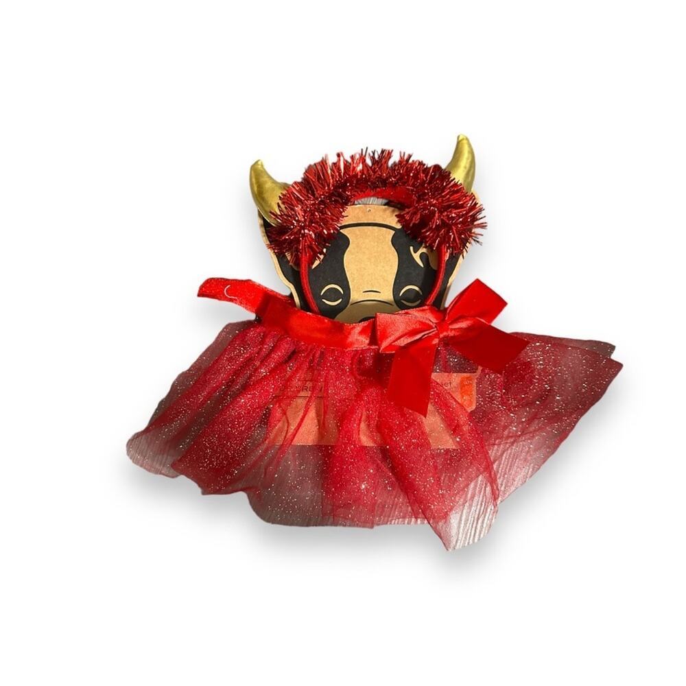 Pup Crew Pet Dog Devil Horns & Red Tutu Halloween Costume Set NWT Size M/L‎